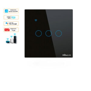 MebuLink 3 Gang Smart Touch Wall Switch - WiFi Light Control Sri Lanka Black