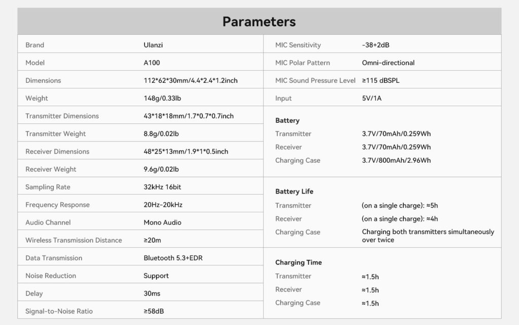 Wireless Lavalier Microphone for Video and Audio Recording.