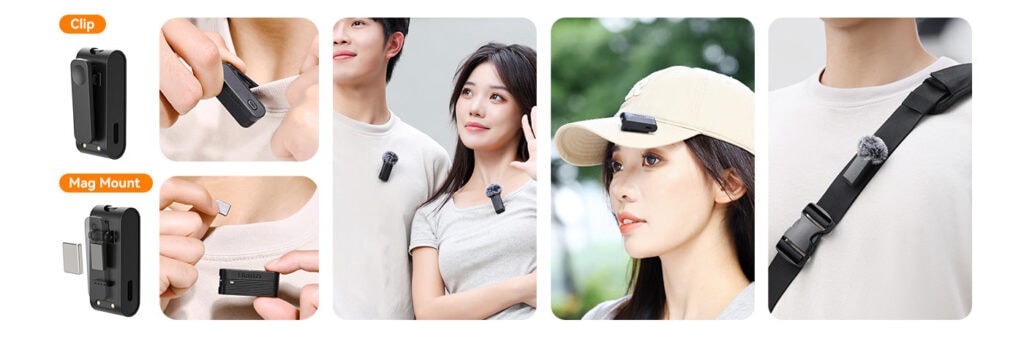 Wireless Lavalier Microphone for Smartphones and Cameras.