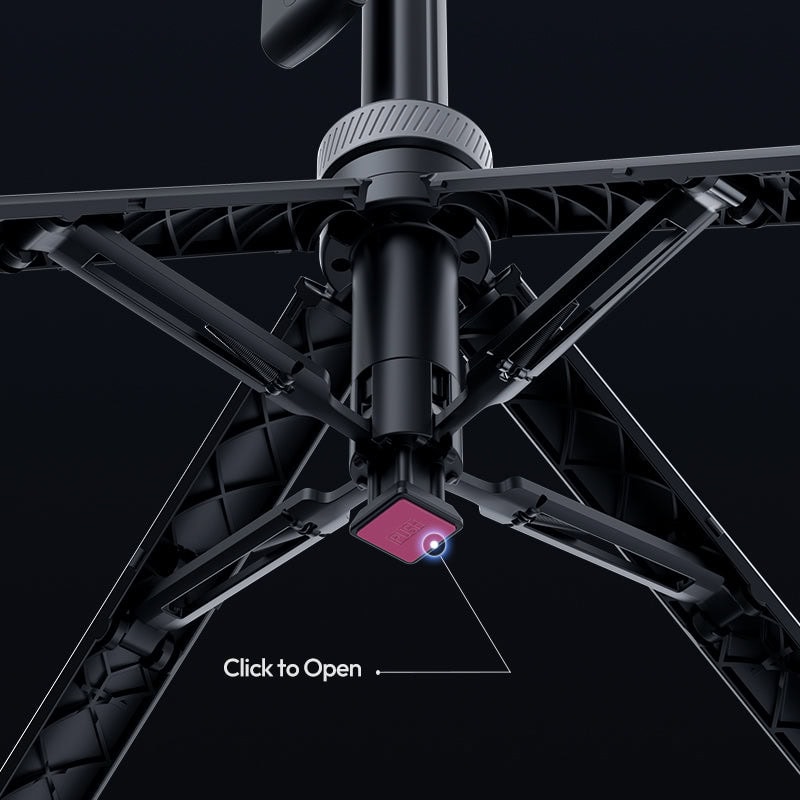 Tracking selfie stick tripod with built-in camera for hands-free recording. Compact, versatile, ideal for vlogging, live streaming, and content creation with smart tracking technology.