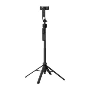 Ulanzi TT23 fully extended to maximum 163cm height in tripod mode with wide-spread legs for stability and AI auto-tracking gimbal visible