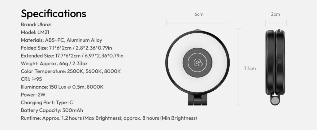 Ulanzi LM21 Magnetic Fill Light Black 15