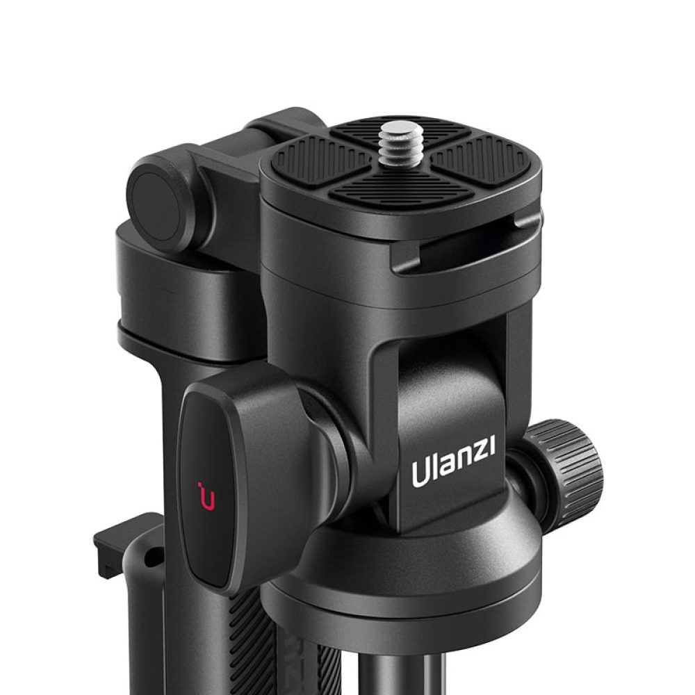 Ulanzi MT-78 ball head close-up showing Ulanzi branding, quick-release plate, adjustment knobs, and cold shoe accessory mount